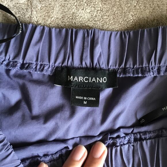 Marciano Maddie Poplin Off the Shoulder 100% Cotton Blue top Sz M - Picture 5 of 10